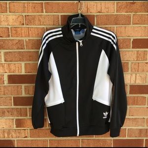 Black and White Adidas Track Jacket- Size Large